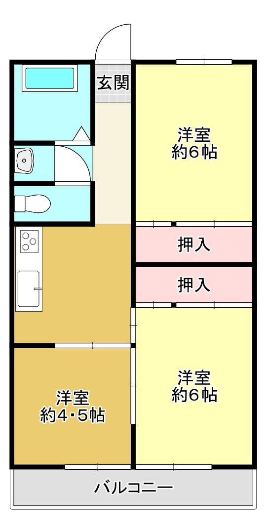飯野ハイツ(3K/1階)の間取り写真