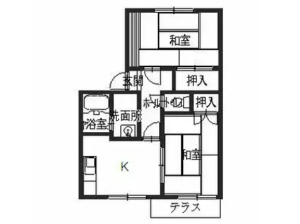 タウニー上四条(2DK/1階)の間取り写真
