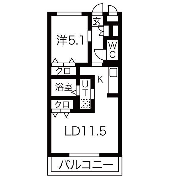 エトワールKEI(1LDK/1階)の間取り写真