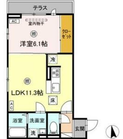 D-ROOM小田原五丁目(1LDK/1階)の間取り写真