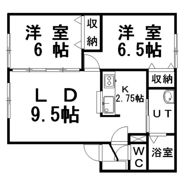 メゾンボヌール B(2LDK/1階)の間取り写真