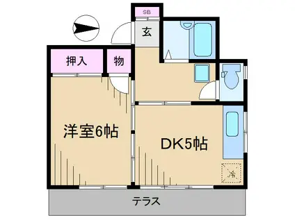 シムラハイツ(1DK/1階)の間取り写真