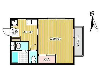 コーポP2(1K/2階)の間取り写真