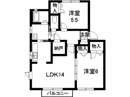スクエアヴィレッジA(2LDK/2階)の間取り写真