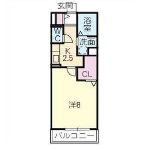 ガノスA・B・C(1K/2階)の間取り写真