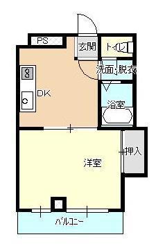 国井ビル(1DK/4階)の間取り写真