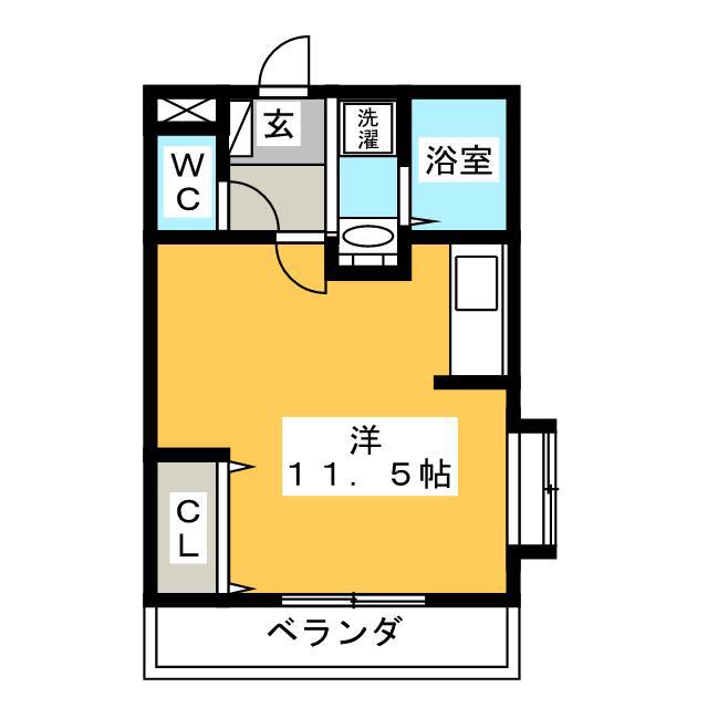 スカイヒルズ I(ワンルーム/1階)の間取り写真