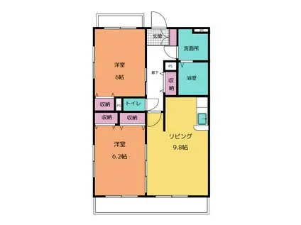 CHOCOLAT BLANC(2LDK/1階)の間取り写真