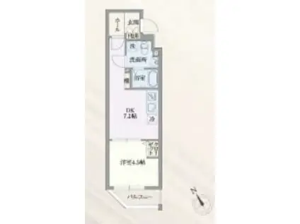 GRANPASEO門前仲町(1DK/2階)の間取り写真