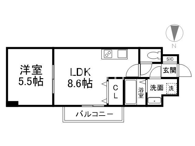 エスペランス中井2(1LDK/4階)の間取り写真