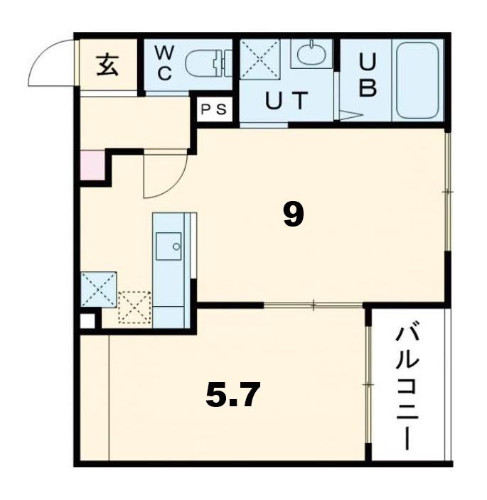 NOVEL千歳I(1LDK/2階)の間取り写真