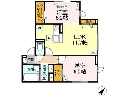 SKD一之江(2LDK/1階)の間取り写真