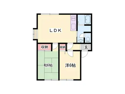 サンフォーレスト B棟(2LDK/1階)の間取り写真