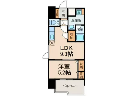スプランディッド三国(1LDK/11階)の間取り写真