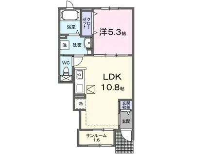 ミュリール(1LDK/1階)の間取り写真
