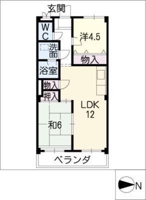 メゾン阪野(2LDK/4階)の間取り写真