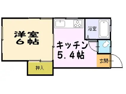 岡村アパート(1K/2階)の間取り写真