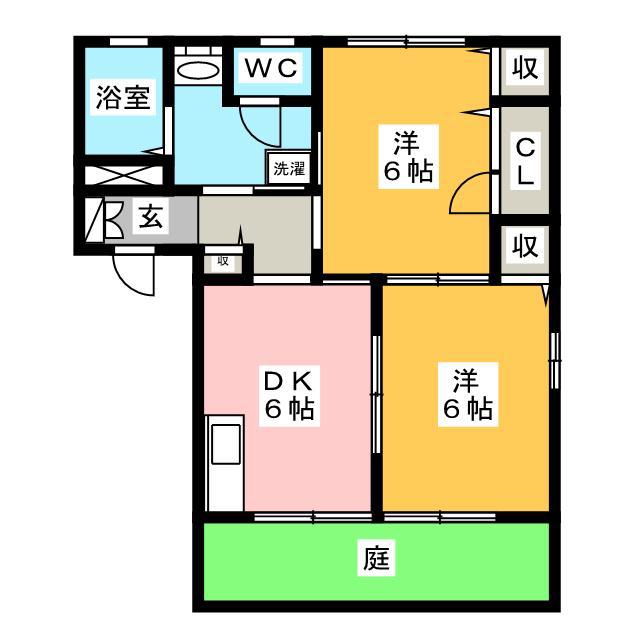 カーサボナール A棟(2DK/1階)の間取り写真