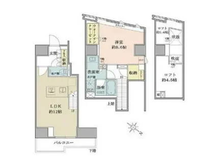 ザ・パークハビオ目黒フォート(1LDK/5階)の間取り写真