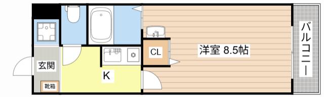 サンクリエート草津(1K/8階)の間取り写真