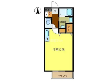 フローラコート(ワンルーム/1階)の間取り写真