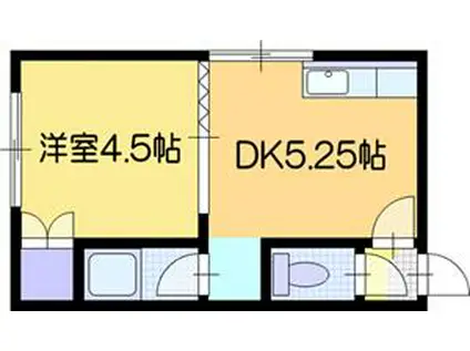 松下ハイツ江別II(1DK/3階)の間取り写真