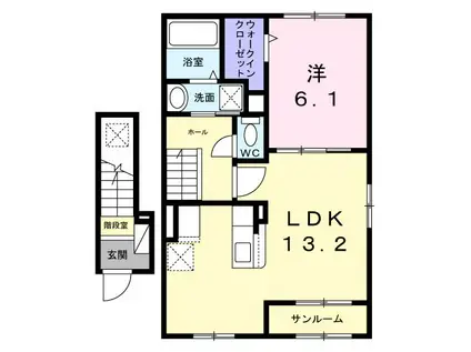 マ・メゾンIV(1LDK/2階)の間取り写真