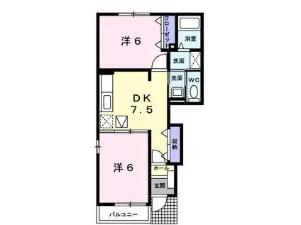 アローザ25B(2DK/1階)の間取り写真