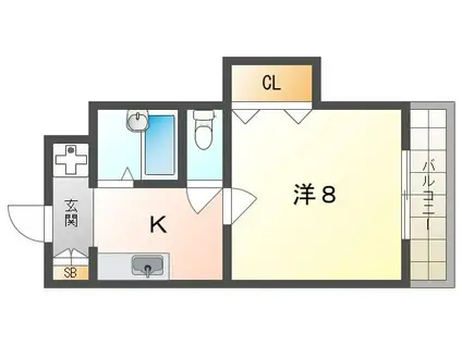 清水マンションIII(1K/2階)の間取り写真