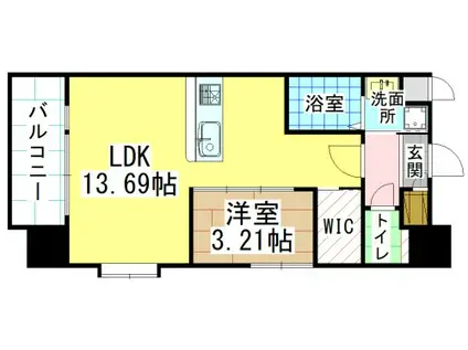 ハイネス徳力(1LDK/8階)の間取り写真