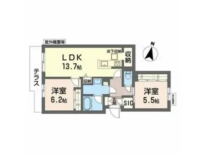 シャーメゾン 爽(2LDK/1階)の間取り写真