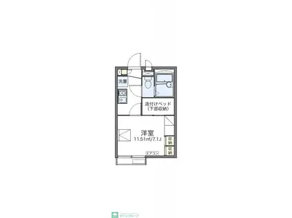 レオパレスグリーンヒルズ 駒沢(1K/2階)の間取り写真