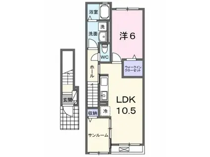 グレース大清水II(1LDK/2階)の間取り写真