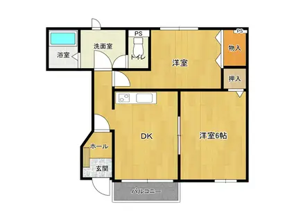 グランツ・ベラーノ(2DK/1階)の間取り写真