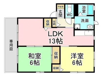 アネシス一枝C棟(2LDK/2階)の間取り写真