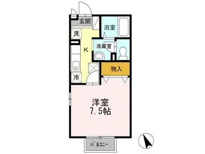 リヴェール大村(1K/1階)の間取り写真