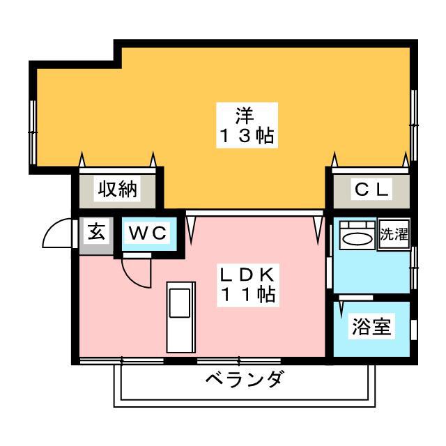 大和ビル(1LDK/3階)の間取り写真