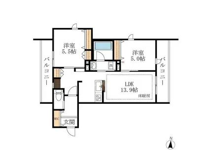 プレミアメゾン(2LDK/3階)の間取り写真