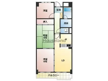 ヤマイチPLAZA サンシティ広瀬(3LDK/4階)の間取り写真