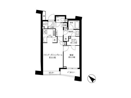 パークホームズ目黒ザレジデンス(1LDK/9階)の間取り写真