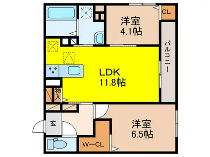 めぞん西田中(2LDK/1階)の間取り写真