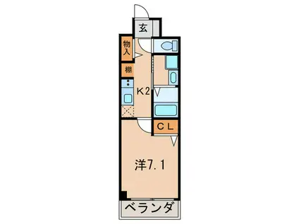 BELLEVUE武庫川(1K/6階)の間取り写真
