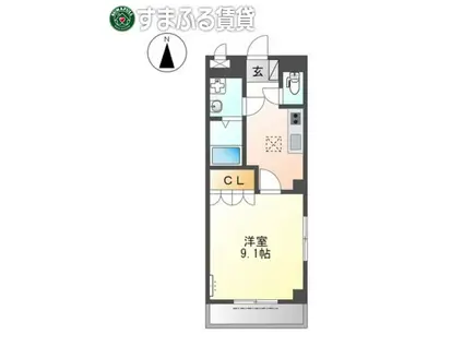 ウイングヒルズながしの二番館(1K/1階)の間取り写真