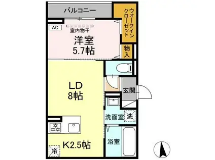 CLASSEUM仙台小田原 D棟(1LDK/3階)の間取り写真