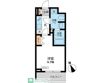 パシフィックコート目黒南(1K/2階)の間取り写真