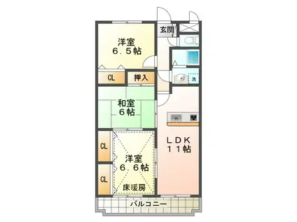 ソシアヒルズ(3LDK/1階)の間取り写真