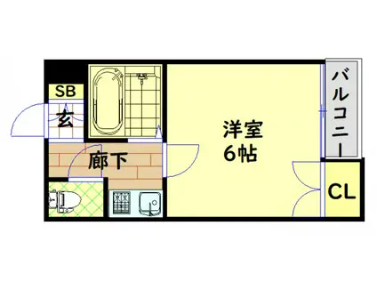 サウスゲート北堀江(1K/3階)の間取り写真