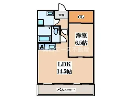 比枝コーポラスI(1LDK/3階)の間取り写真