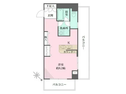 クリーンホームツルオカ(ワンルーム/8階)の間取り写真