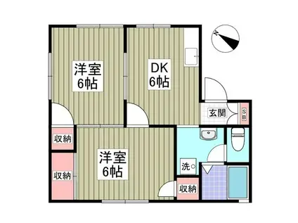 コーポふじ(2DK/1階)の間取り写真